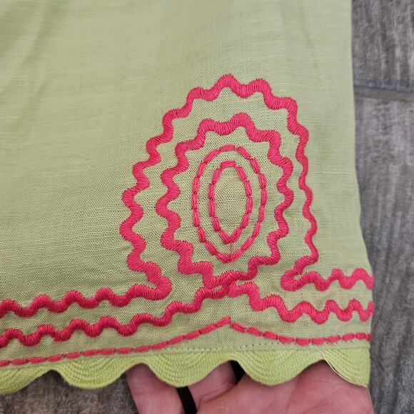 J.Marie Hailey Dress Womens XS Pink Lime Green Embroidered Shift Flutter NEW - Picture 11 of 13